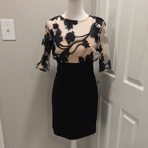 Chic Black and Cream Floral Mini Dress